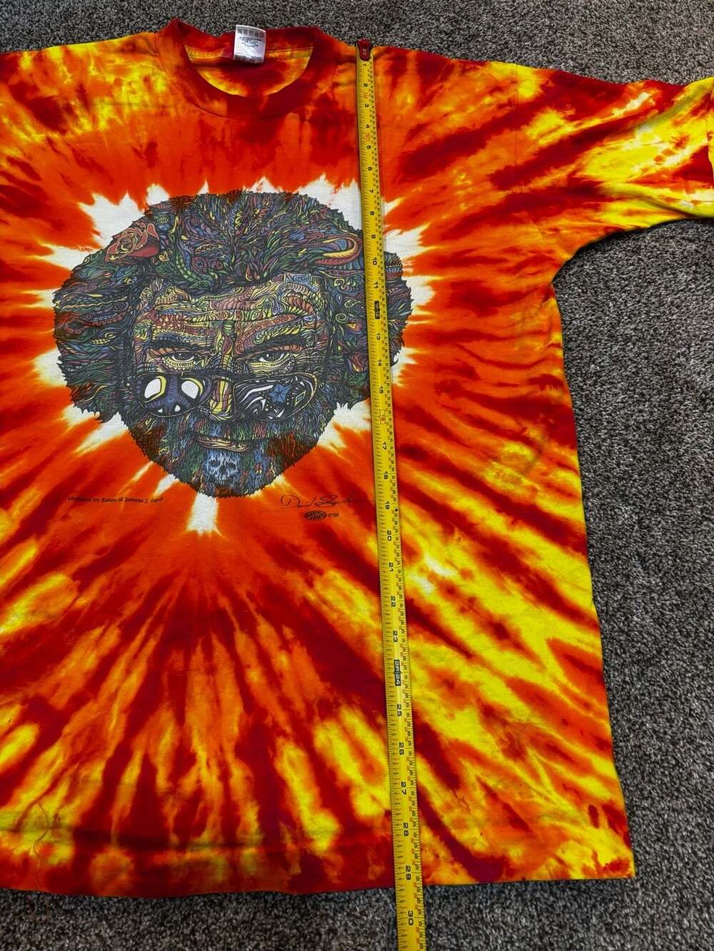 Vintage 1995 Jerry Garcia Psychedelic Big Head Tie Dye Graphic T-Shirt - Picture 3 of 7